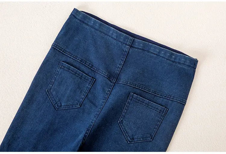 Spring Maternity Pants Stretch Denim Blue Washed Small Feet Belly Support — feature 22