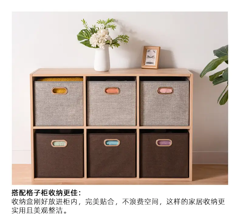 Fabric Storage Box with Metal Buckle, Foldable & Light Gray — feature 10
