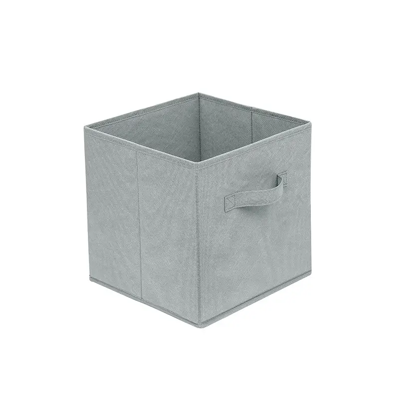 Fabric Storage Box with Metal Buckle, Foldable & Light Gray - Image 9