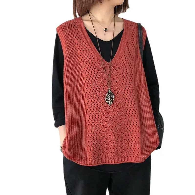 Women's Knitted V-Neck Vest Spring Autumn Plus Size - Image 8