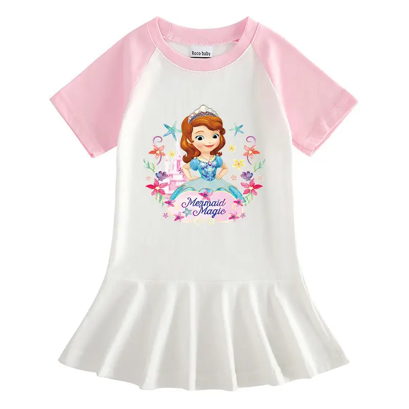 2023 Sophia Princess Cartoon Dress for Girls White Yellow - Image 8