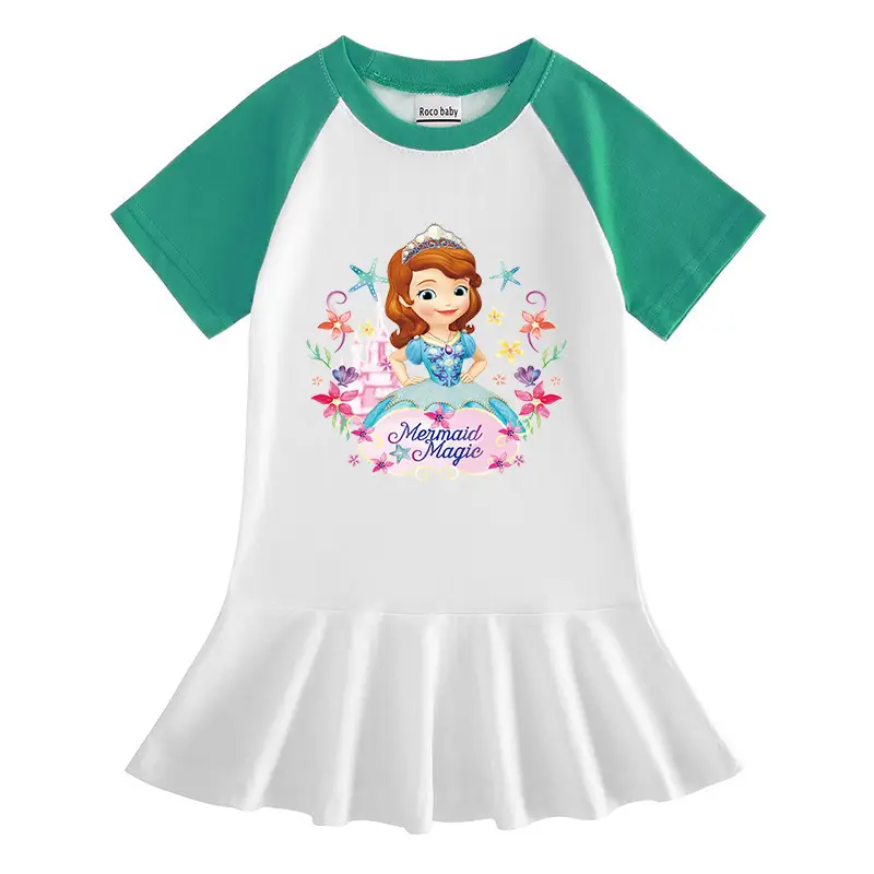 2023 Sophia Princess Cartoon Dress for Girls White Yellow - Image 10