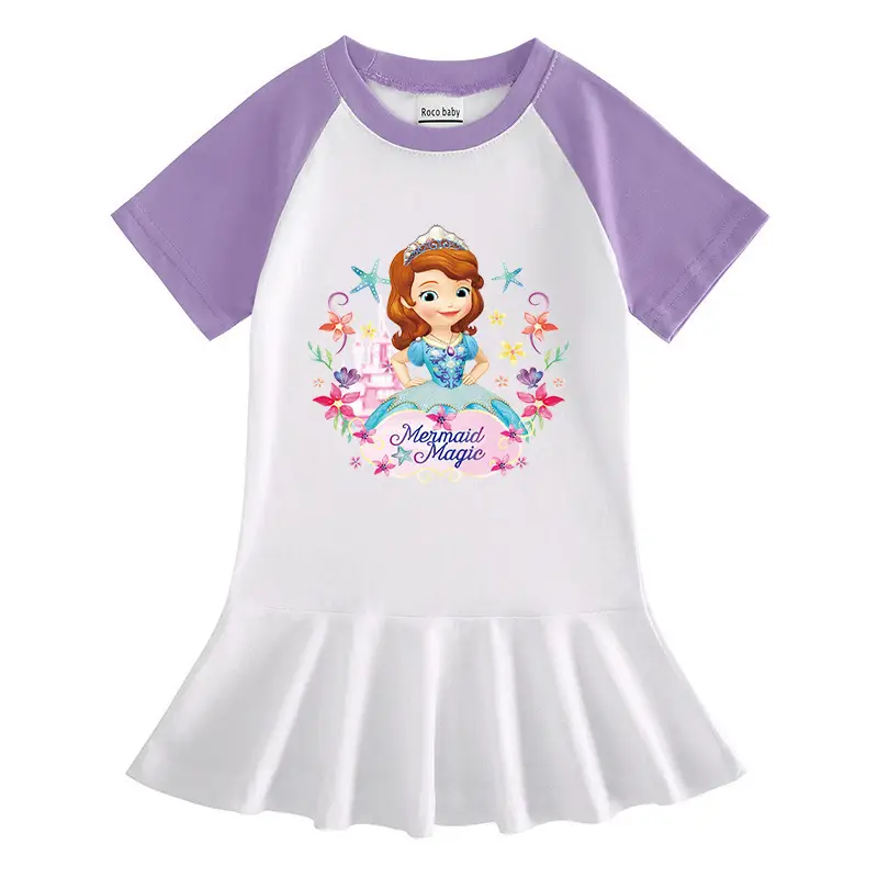 2023 Sophia Princess Cartoon Dress for Girls White Yellow - Image 3