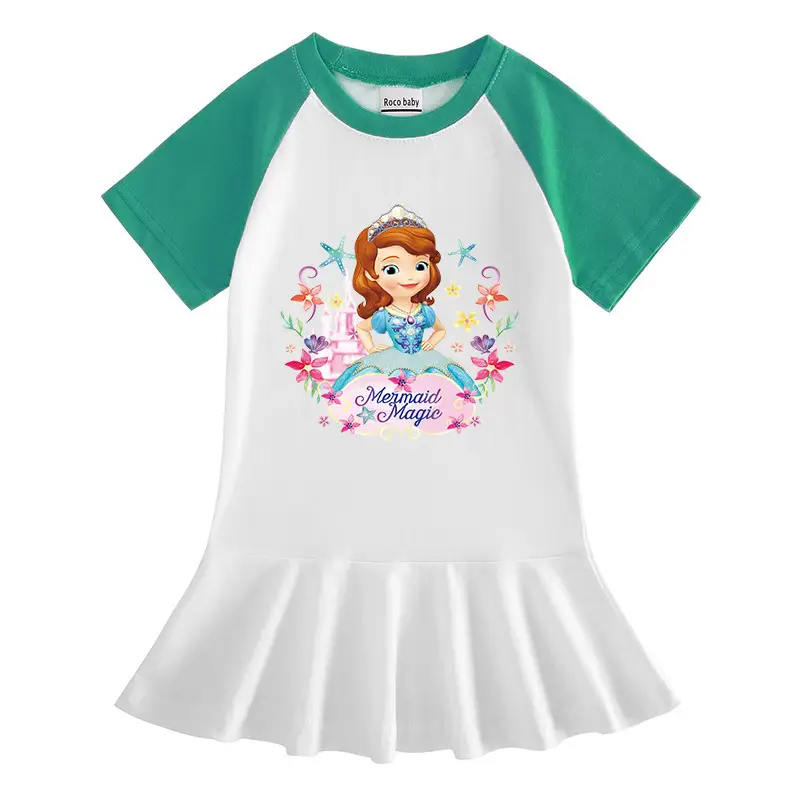 2023 Sophia Princess Cartoon Dress for Girls White Yellow - Image 4