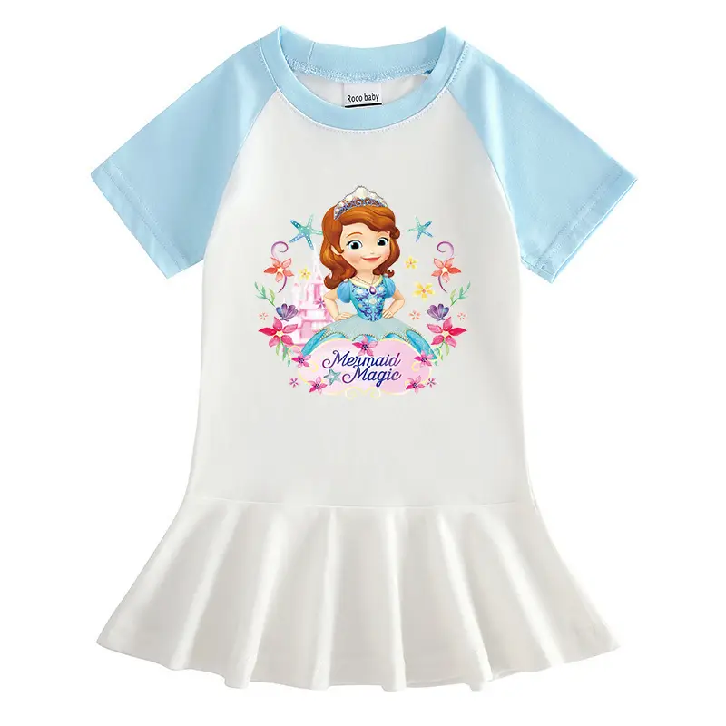 2023 Sophia Princess Cartoon Dress for Girls White Yellow - Image 5