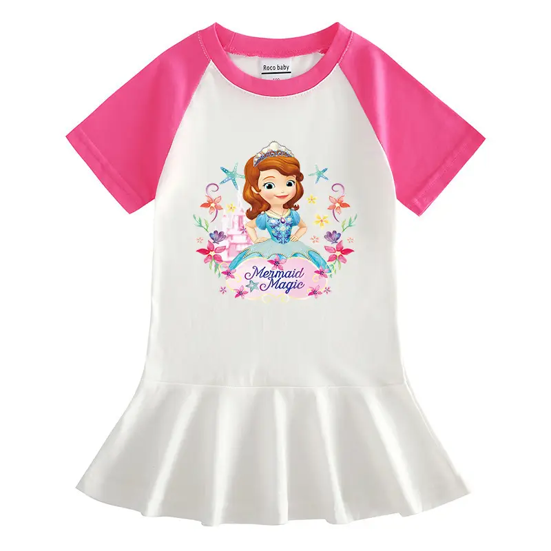 2023 Sophia Princess Cartoon Dress for Girls White Yellow - Image 6