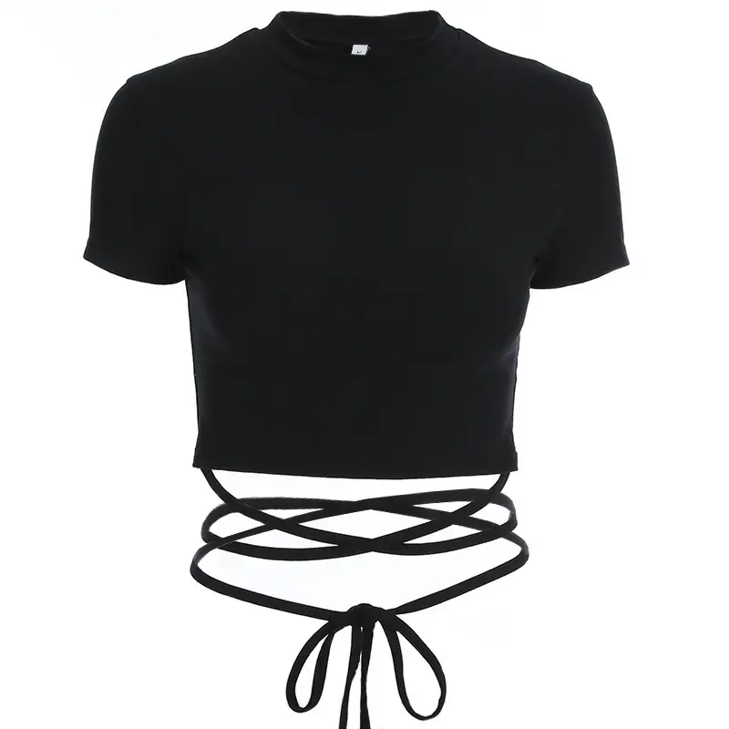 Green Lace Strap T-Shirt for Women with Cross Back Design - Image 18