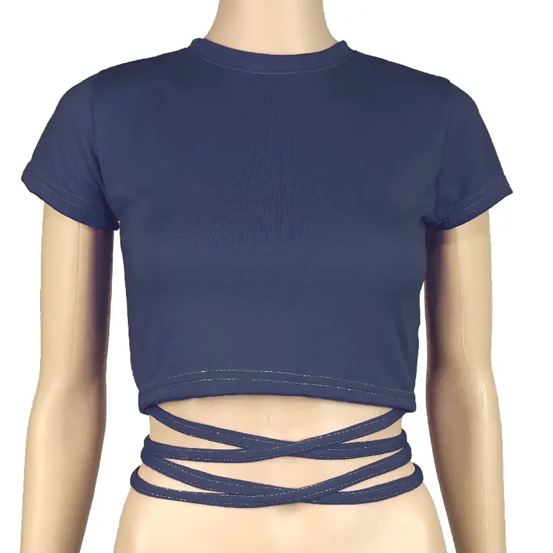 Green Lace Strap T-Shirt for Women with Cross Back Design - Image 2