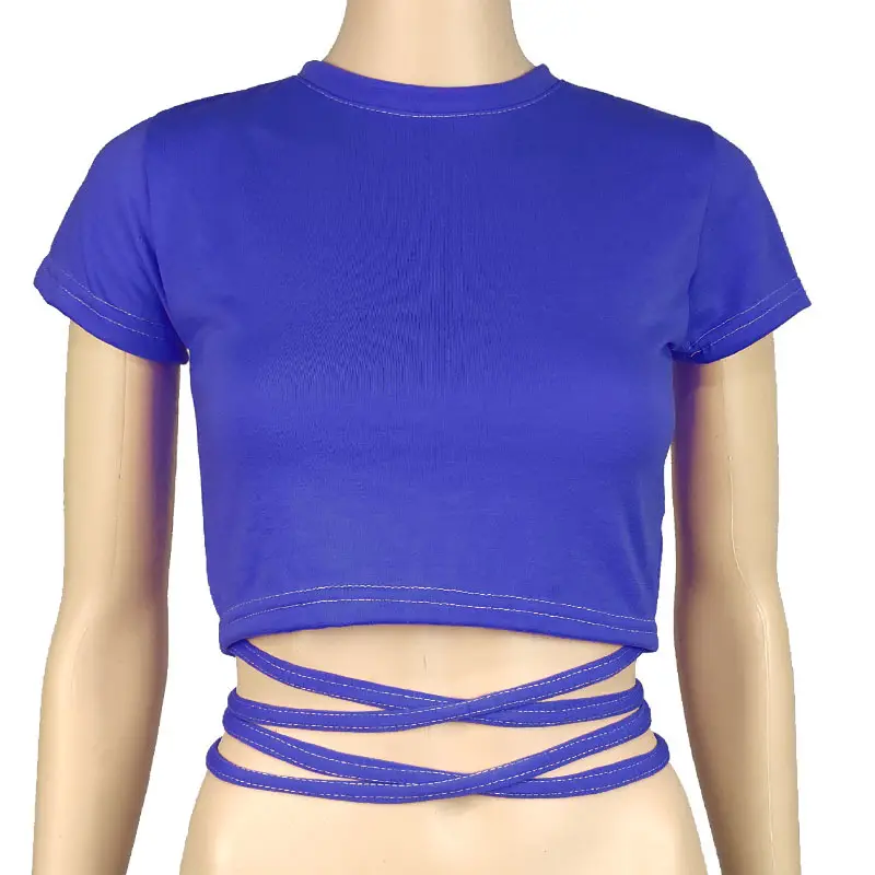 Green Lace Strap T-Shirt for Women with Cross Back Design - Image 4