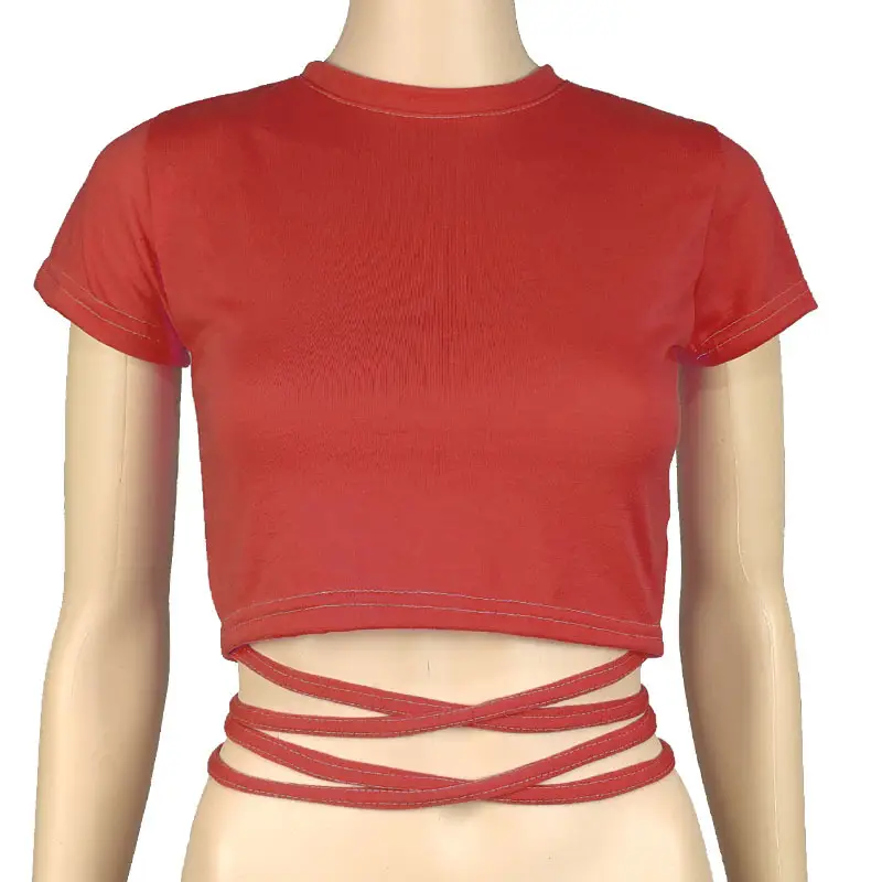 Green Lace Strap T-Shirt for Women with Cross Back Design - Image 6