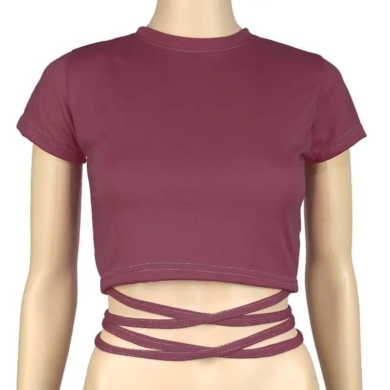Green Lace Strap T-Shirt for Women with Cross Back Design - Image 7