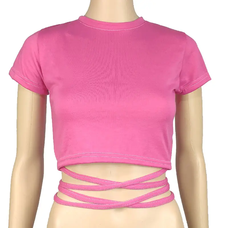 Green Lace Strap T-Shirt for Women with Cross Back Design - Image 8