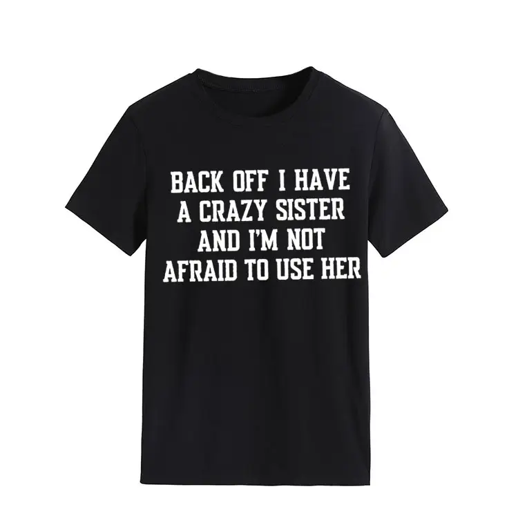 Blue T-Shirt with Crazy Sister Quote Loose Fit - Image 11