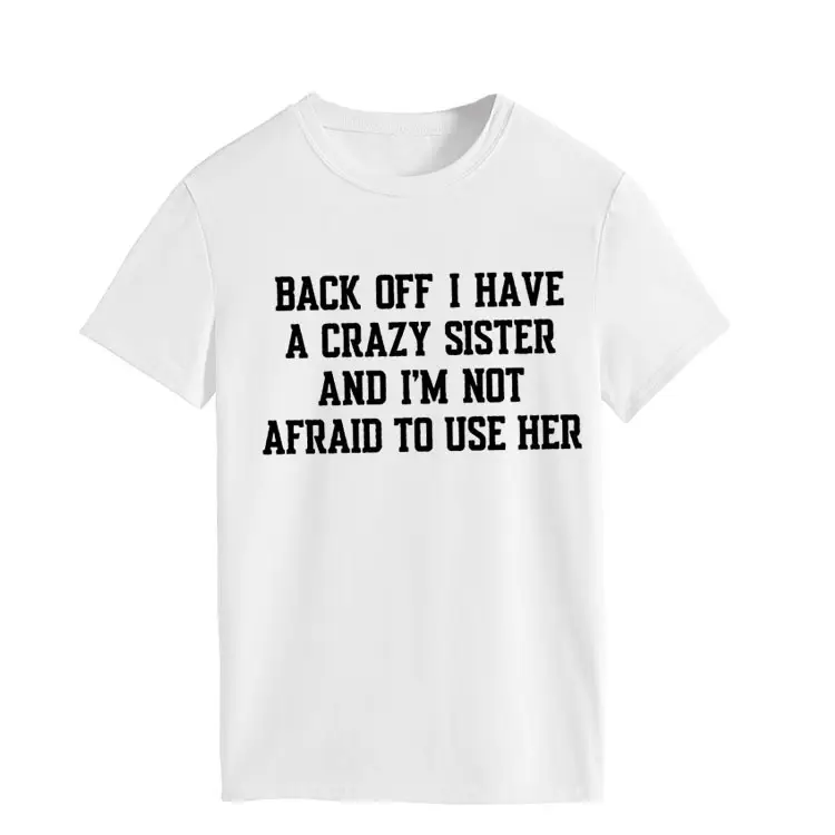 Blue T-Shirt with Crazy Sister Quote Loose Fit - Image 15