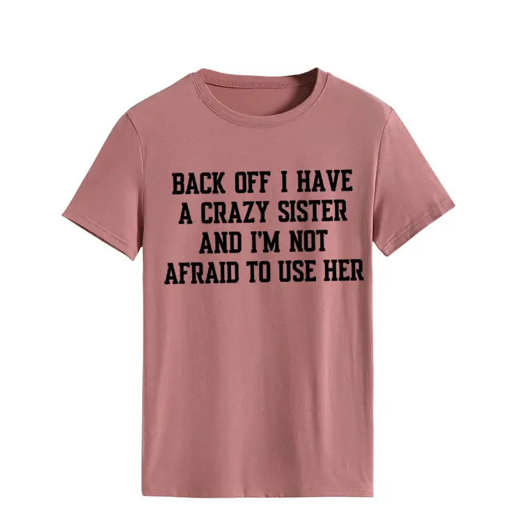 Blue T-Shirt with Crazy Sister Quote Loose Fit - Image 17
