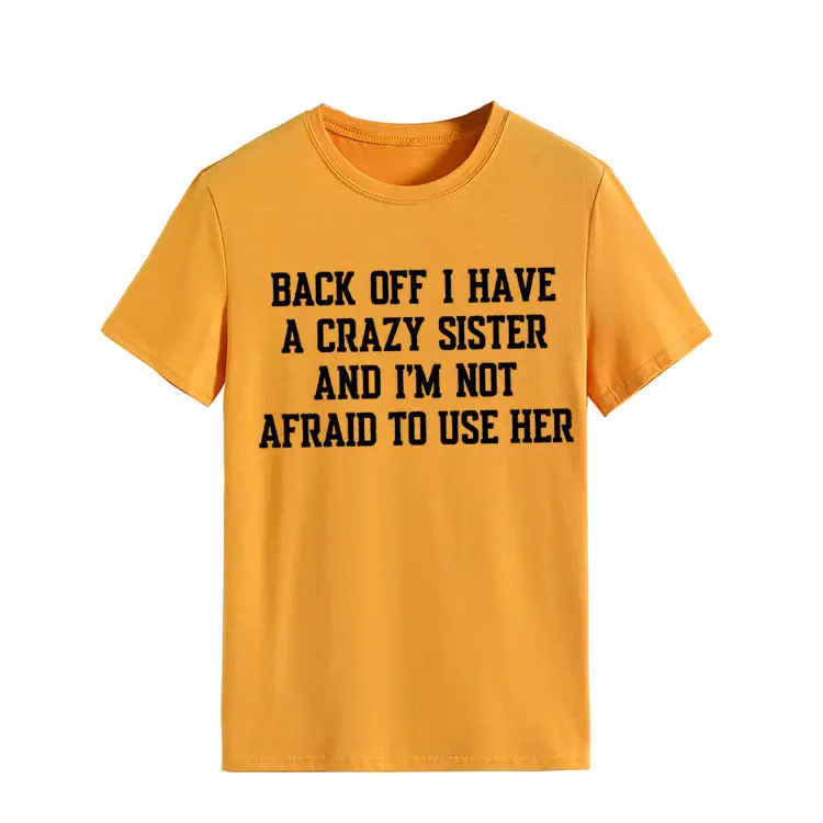 Blue T-Shirt with Crazy Sister Quote Loose Fit - Image 3