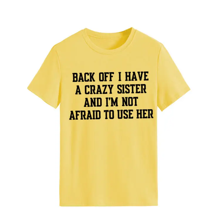 Blue T-Shirt with Crazy Sister Quote Loose Fit - Image 5