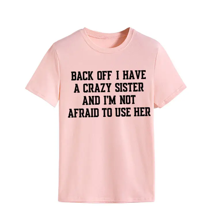Blue T-Shirt with Crazy Sister Quote Loose Fit - Image 6