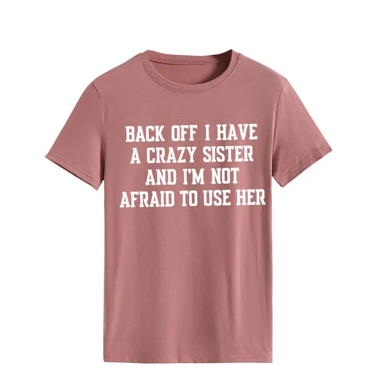 Blue T-Shirt with Crazy Sister Quote Loose Fit - Image 8
