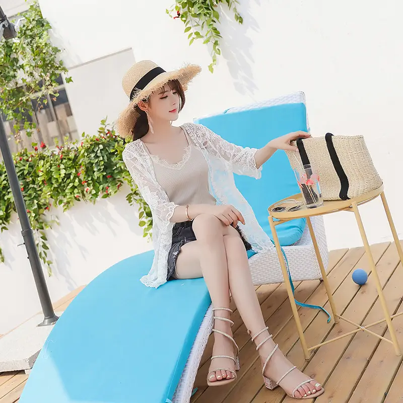 Women's White Lace Sun-Protective Cardigan Top - Image 31