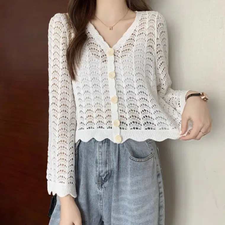 Women's White Lace Sun-Protective Cardigan Top - Image 11