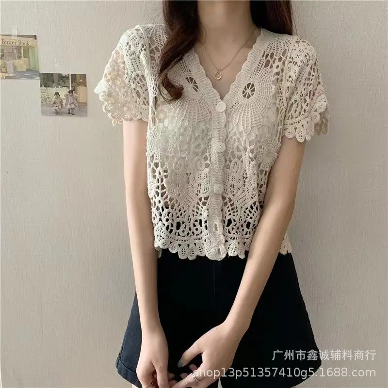 Women's White Lace Sun-Protective Cardigan Top - Image 17
