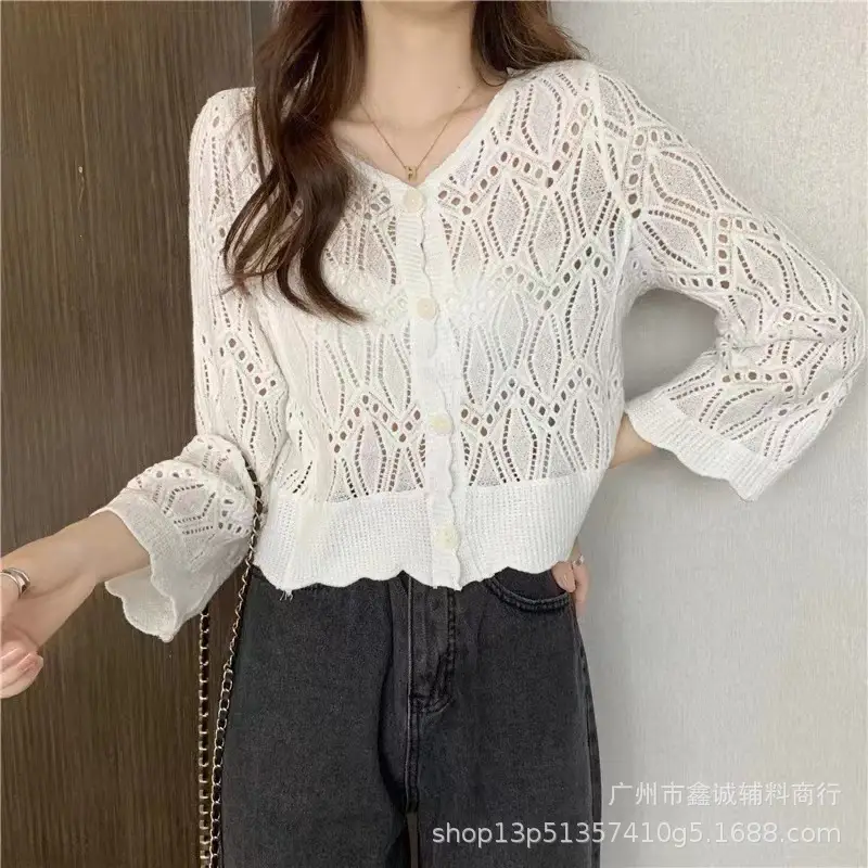 Women's White Lace Sun-Protective Cardigan Top - Image 3