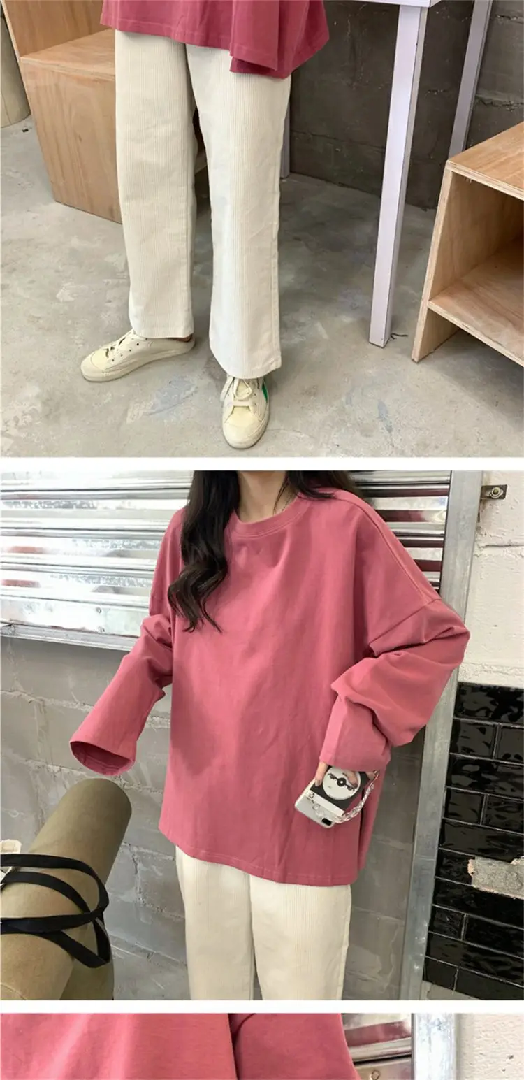 Women Long Sleeve T-Shirt White Loose Korean Style — feature 8