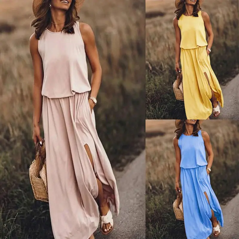 Black Sleeveless Slit Dress for Women Summer — feature 3