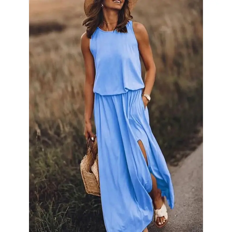 Black Sleeveless Slit Dress for Women Summer — feature 4