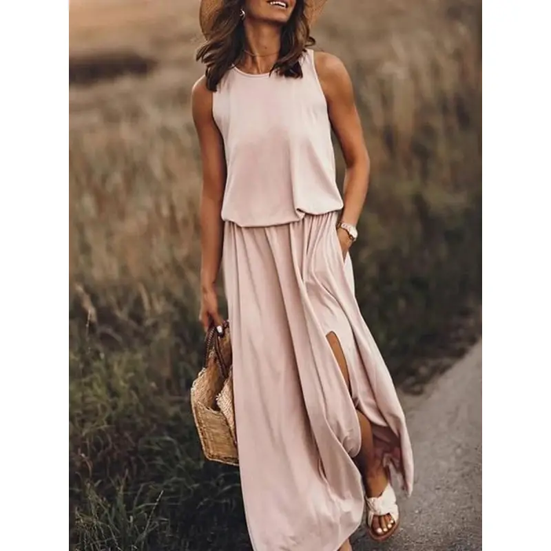 Black Sleeveless Slit Dress for Women Summer — feature 5