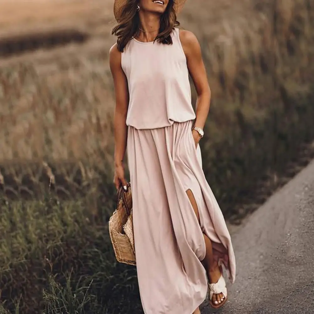 Black Sleeveless Slit Dress for Women Summer — feature 8