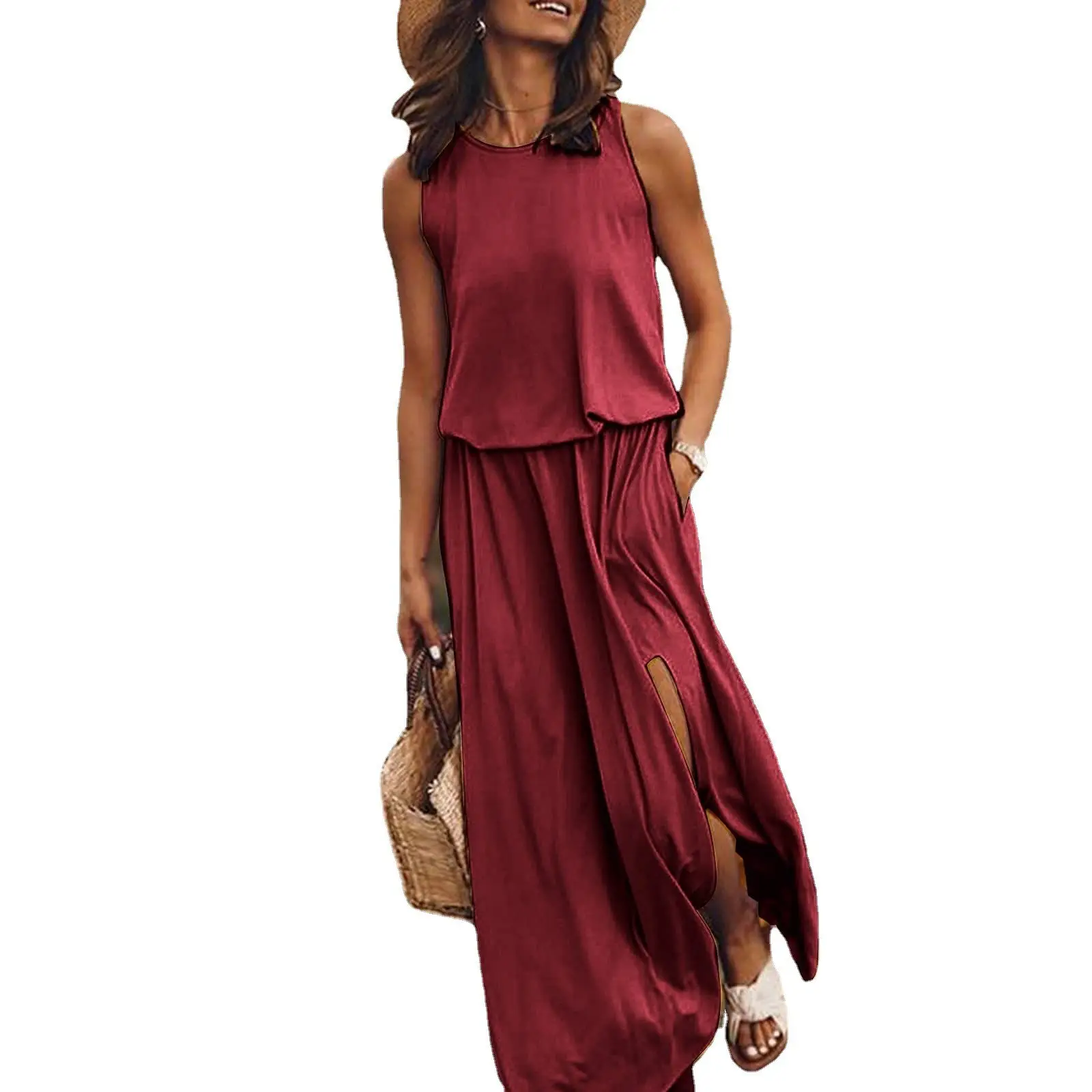 Black Sleeveless Slit Dress for Women Summer — feature 9