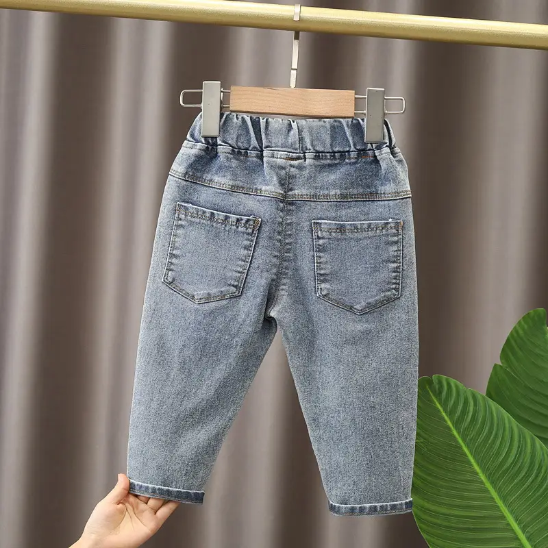 Girls Denim Capri Pants Pink Bunny Embroidery Spring Autumn 2025 - Image 6
