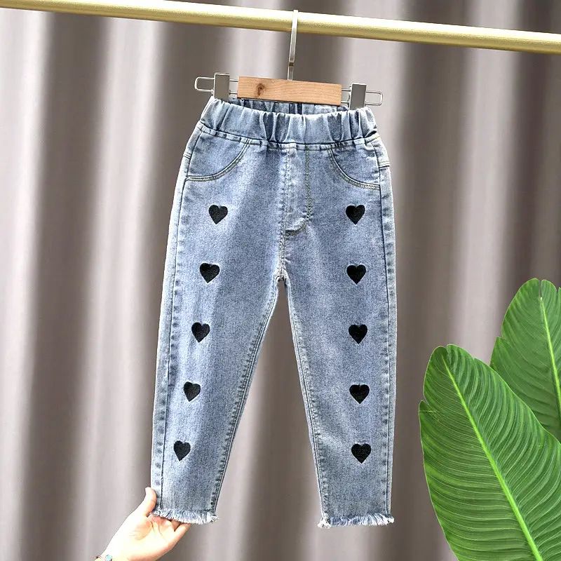 Girls Denim Capri Pants Pink Bunny Embroidery Spring Autumn 2025 - Image 3