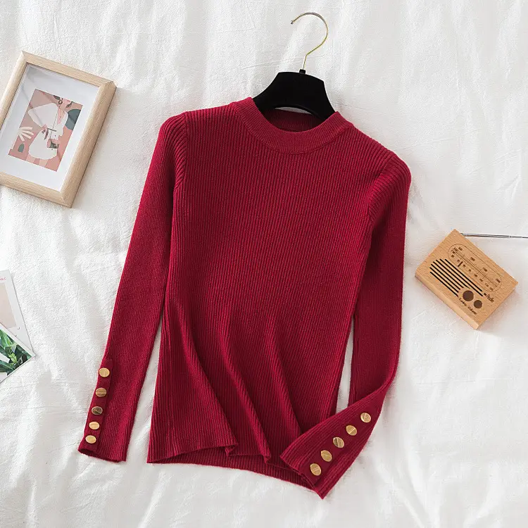 Women Half Turtleneck Knitwear Long Sleeve White 2025 - Image 14