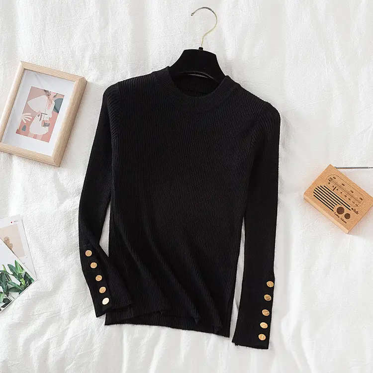 Women Half Turtleneck Knitwear Long Sleeve White 2025 - Image 5