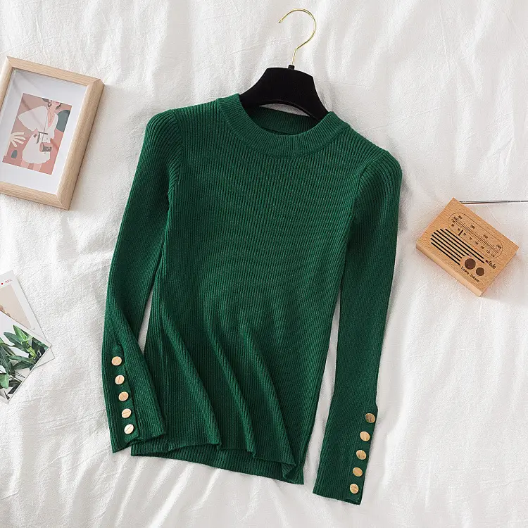 Women Half Turtleneck Knitwear Long Sleeve White 2025 - Image 9