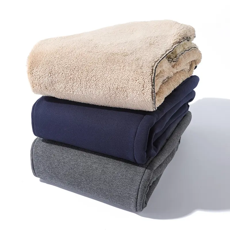 Men Fleece Lined Winter Sweatpants Navy Blue - Image 9