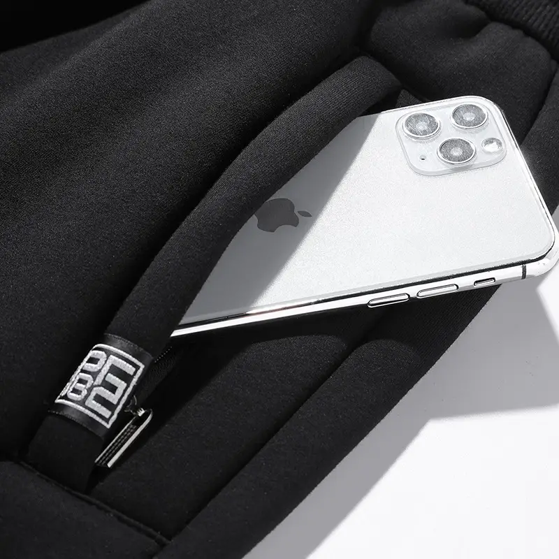 Men Fleece Lined Winter Sweatpants Navy Blue - Image 10