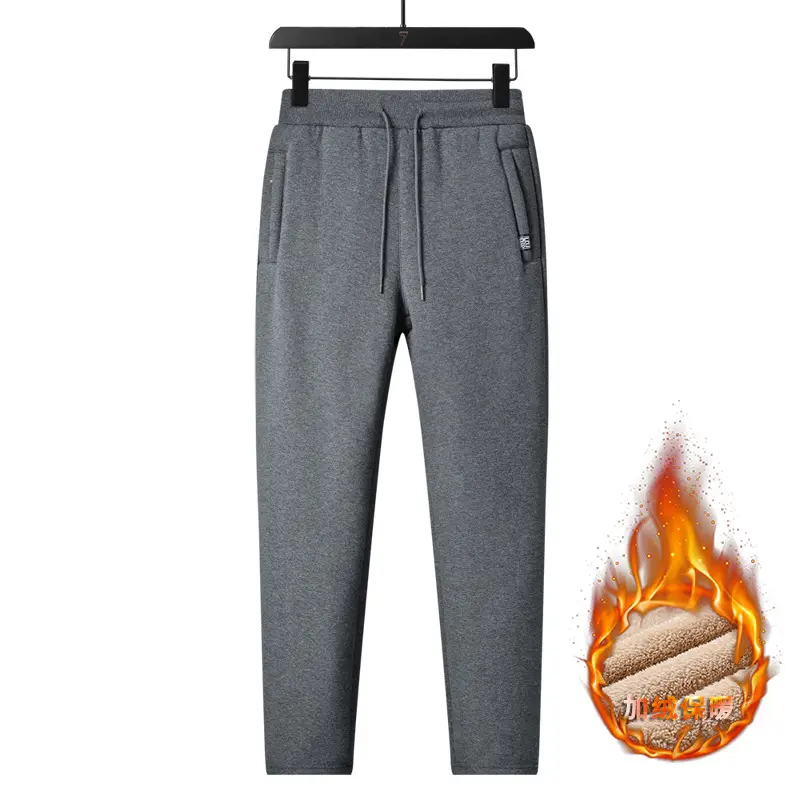 Men Fleece Lined Winter Sweatpants Navy Blue - Image 11