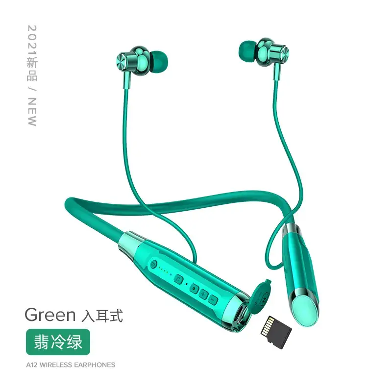 A12 Bluetooth Headset Hanging Neck Type Semi-In-Ear Wireless Sports Plug-In Card Cross-Border New - Image 2