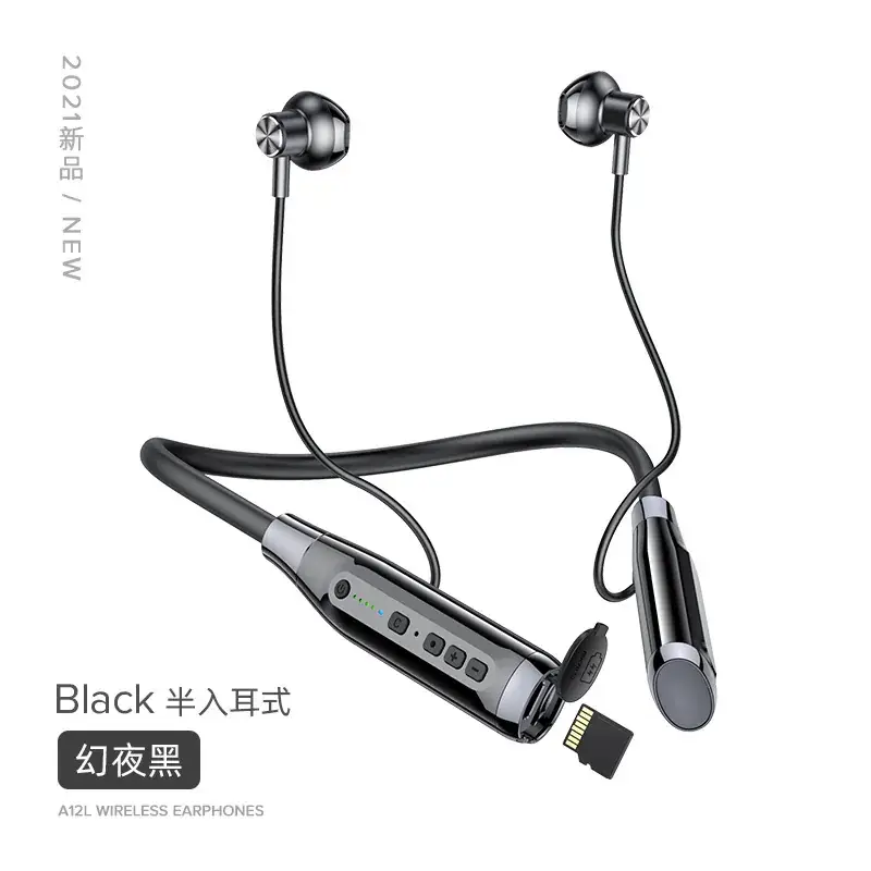 A12 Bluetooth Headset Hanging Neck Type Semi-In-Ear Wireless Sports Plug-In Card Cross-Border New - Image 4