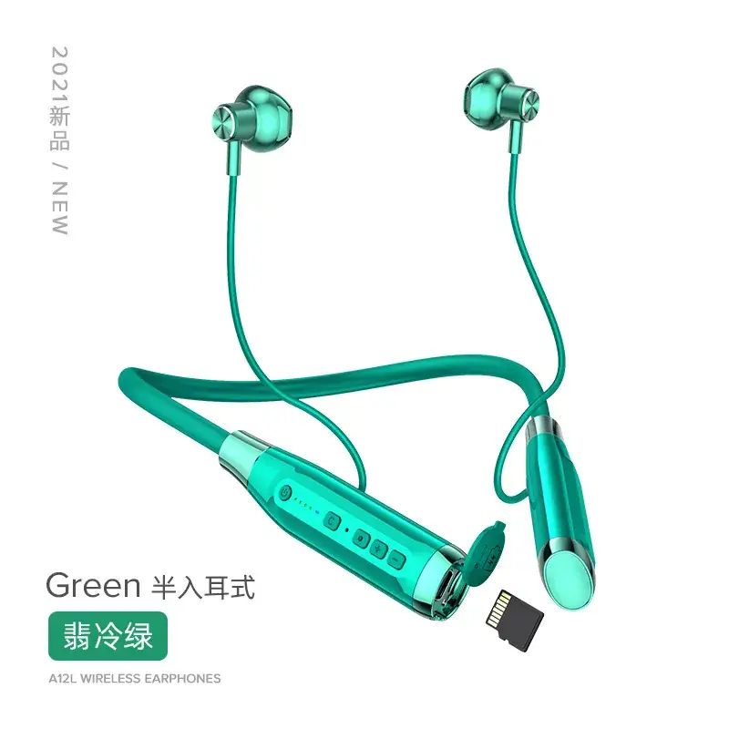A12 Bluetooth Headset Hanging Neck Type Semi-In-Ear Wireless Sports Plug-In Card Cross-Border New - Image 5