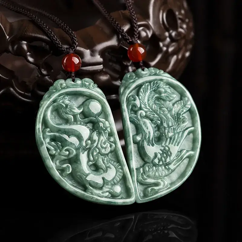 Natural Jade Dragon Phoenix Pendants for Men Women - Image 2
