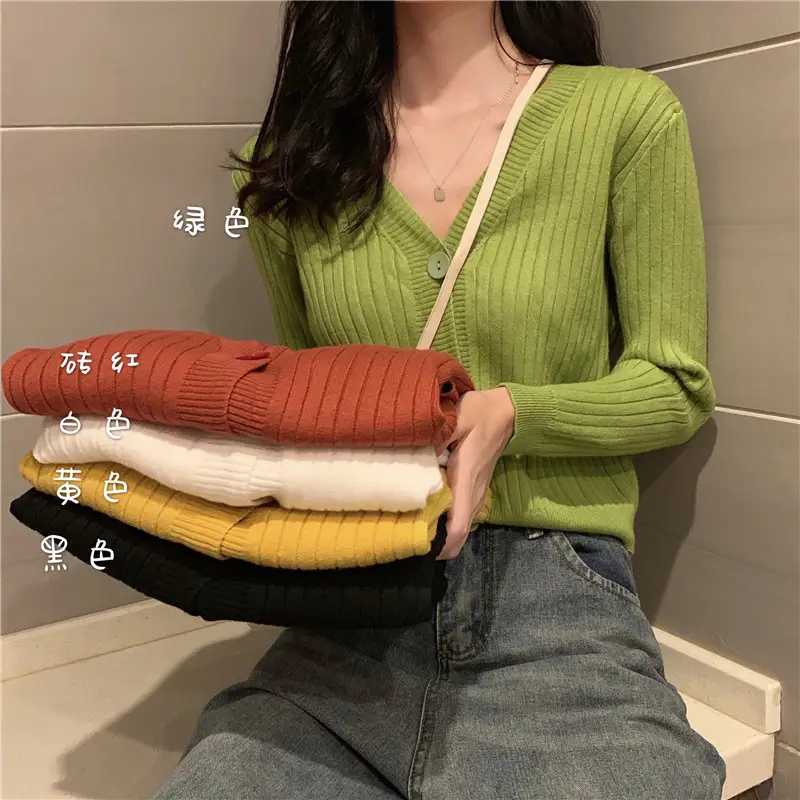 Korean-style V-neck Knitted Cardigan Autumn Wear