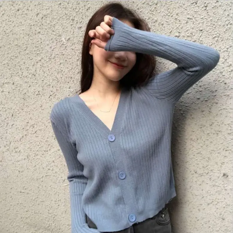 Korean-style V-neck Knitted Cardigan Autumn Wear