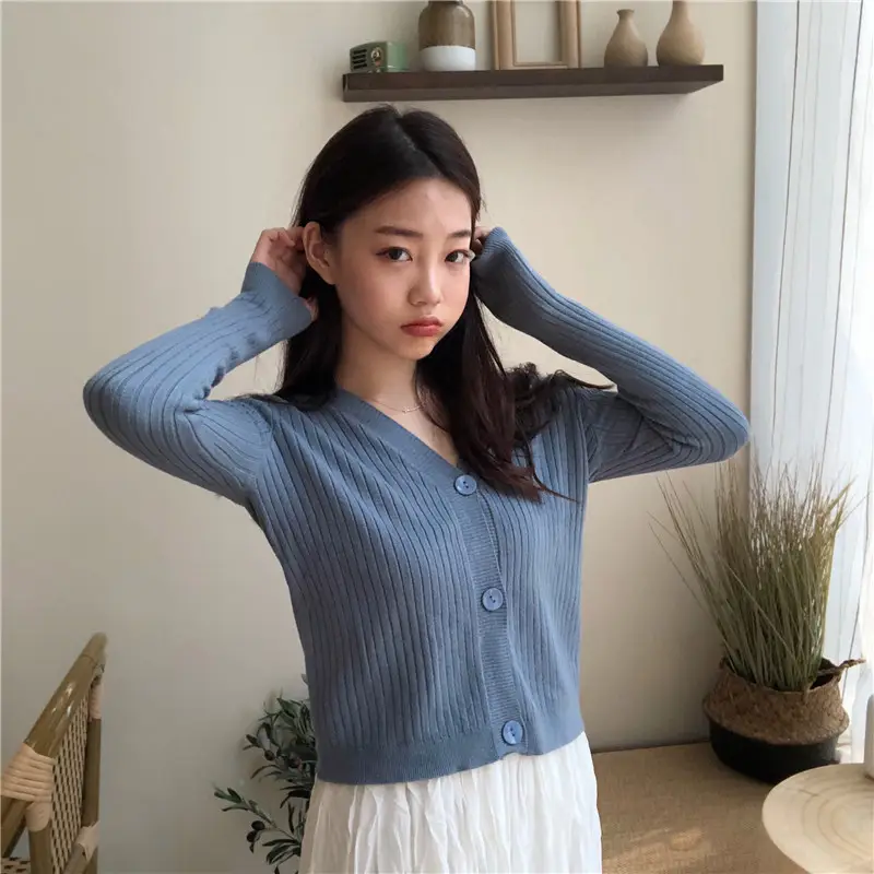 Korean-style V-neck Knitted Cardigan Autumn Wear — feature 13