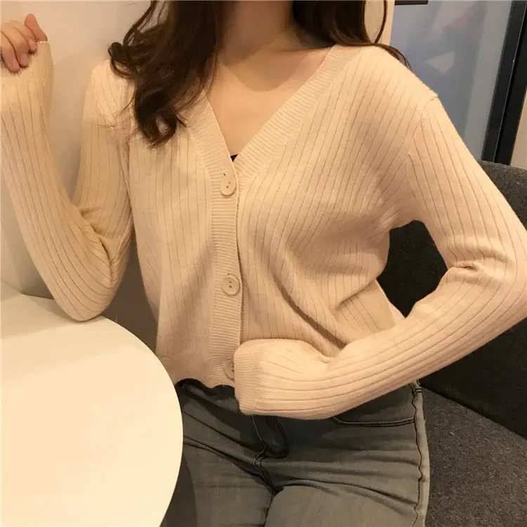 Korean-style V-neck Knitted Cardigan Autumn Wear — feature 7