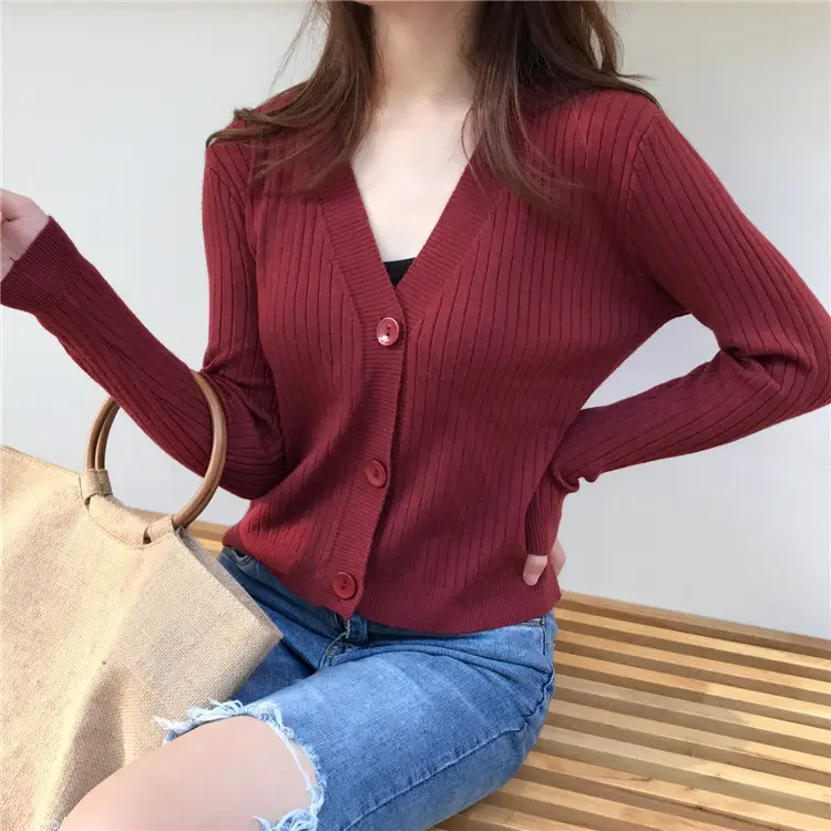 Korean-style V-neck Knitted Cardigan Autumn Wear — feature 8
